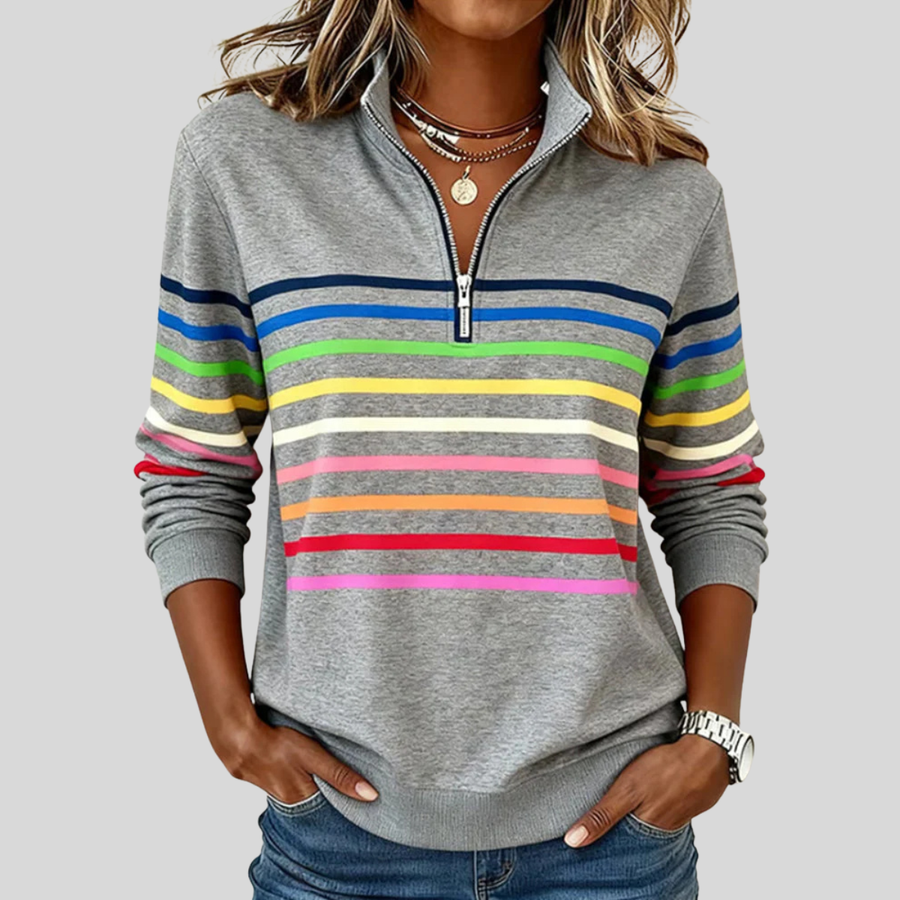 DELACROIX | Sweat Zippé Rayures Multicolores pour Femme Nathalie