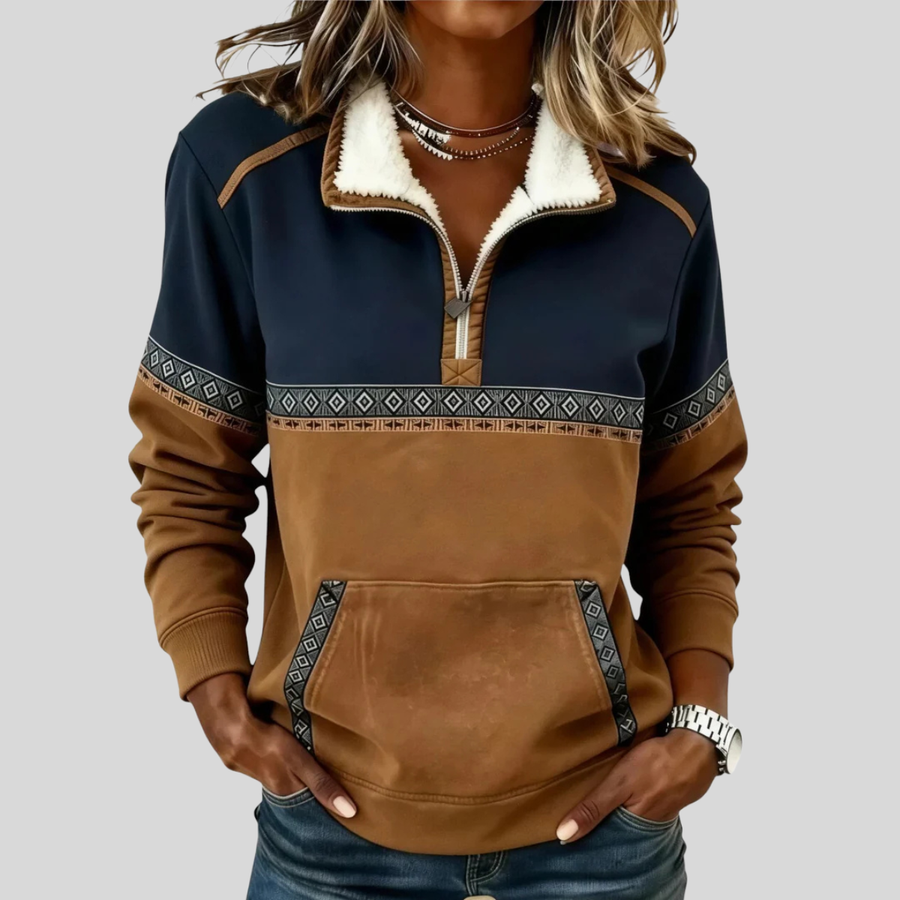 DELACROIX | Pull Demi-Zip Bicolore pour Femme Lucie