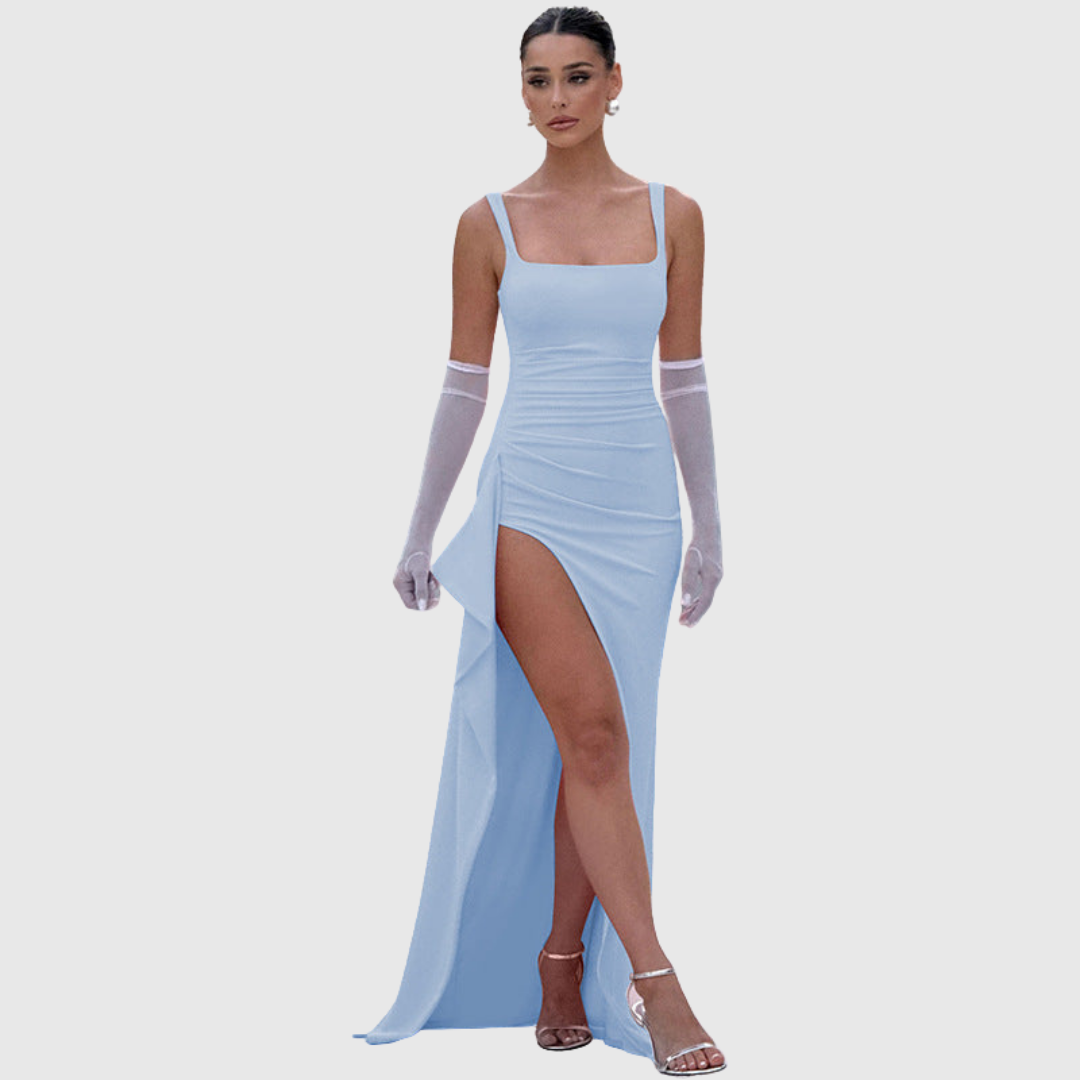 Cell | Women's Elegant Formal Slip Maxi Dress With Open Back
