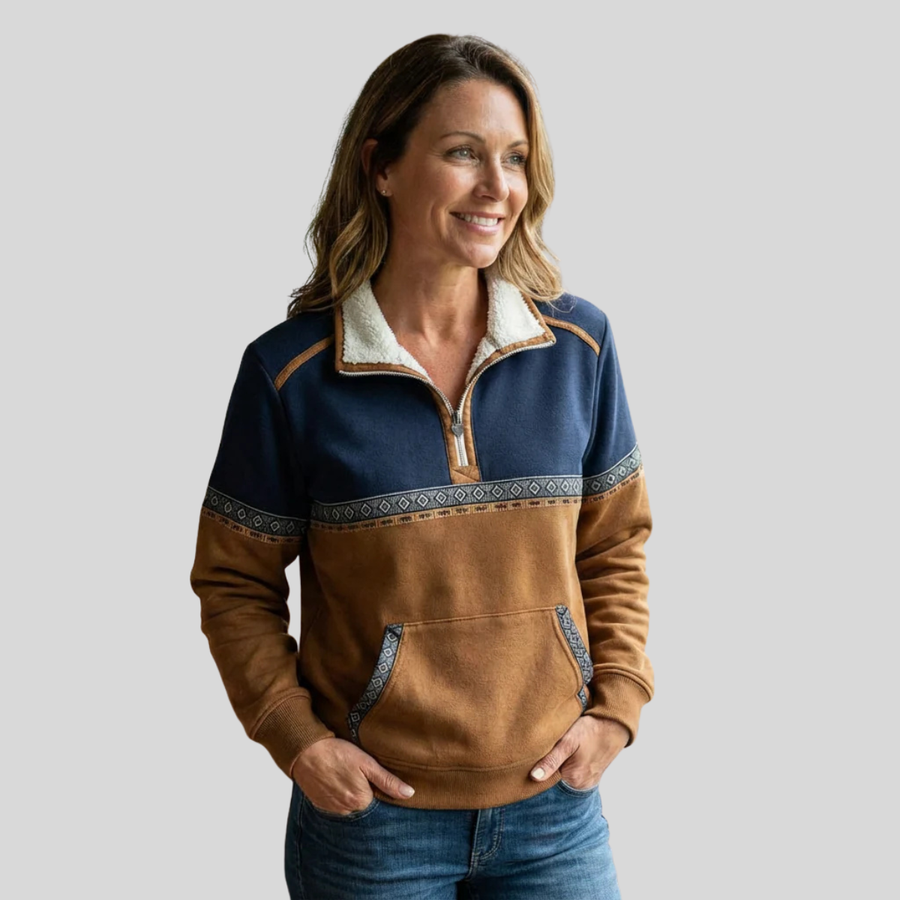 DELACROIX | Pull Demi-Zip Bicolore pour Femme Lucie