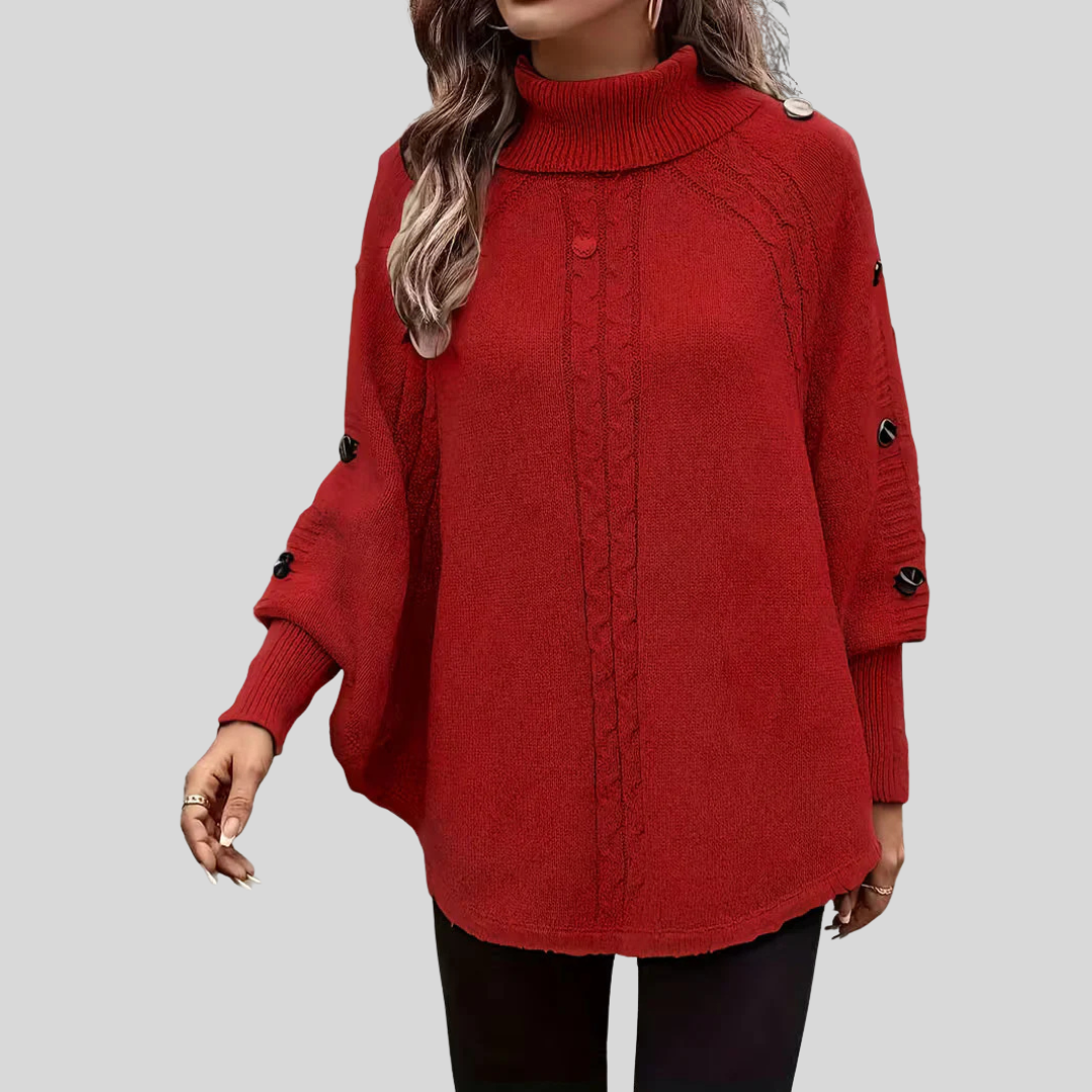 DELACROIX | Poncho Col Roulé Torsadé pour Femme Léa