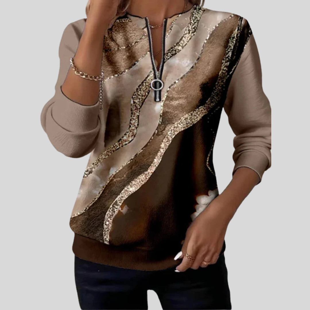 DELACROIX | Sweat Zippé Imprimé Marbré pour Femme Mathilde