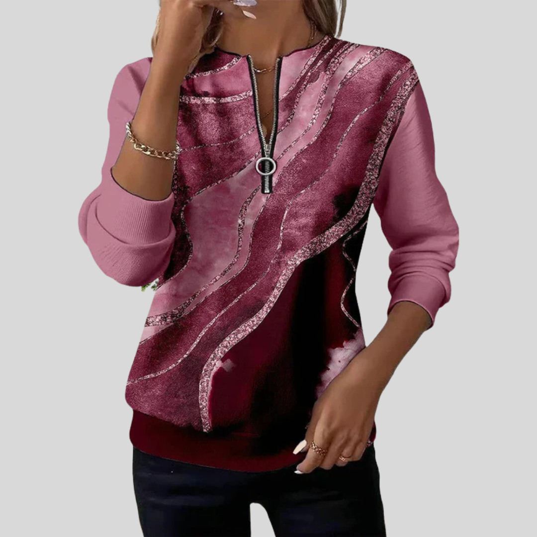 DELACROIX | Sweat Zippé Imprimé Marbré pour Femme Mathilde
