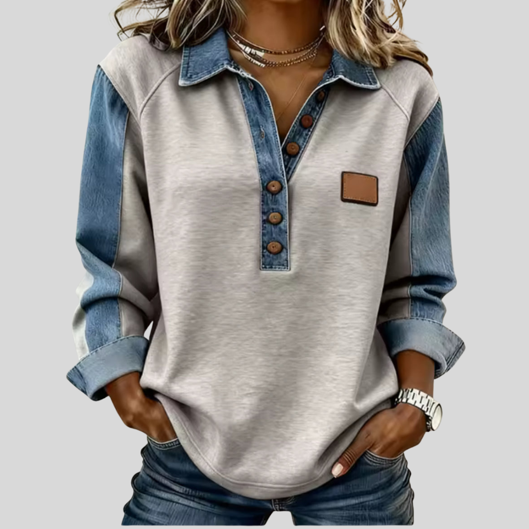 DELACROIX | Pull Col Boutonné Bicolore pour Femme Pauline