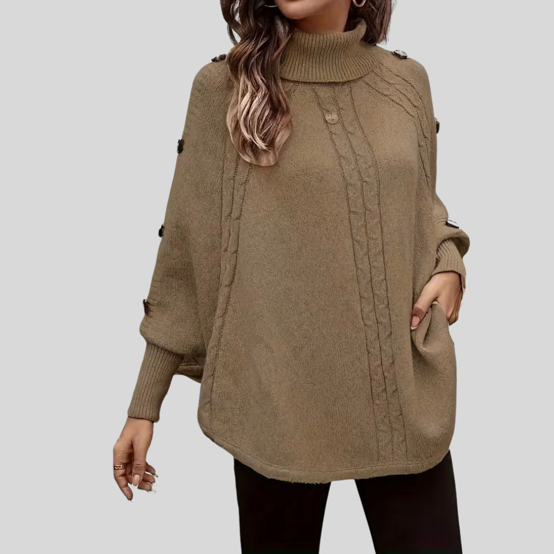 DELACROIX | Poncho Col Roulé Torsadé pour Femme Léa