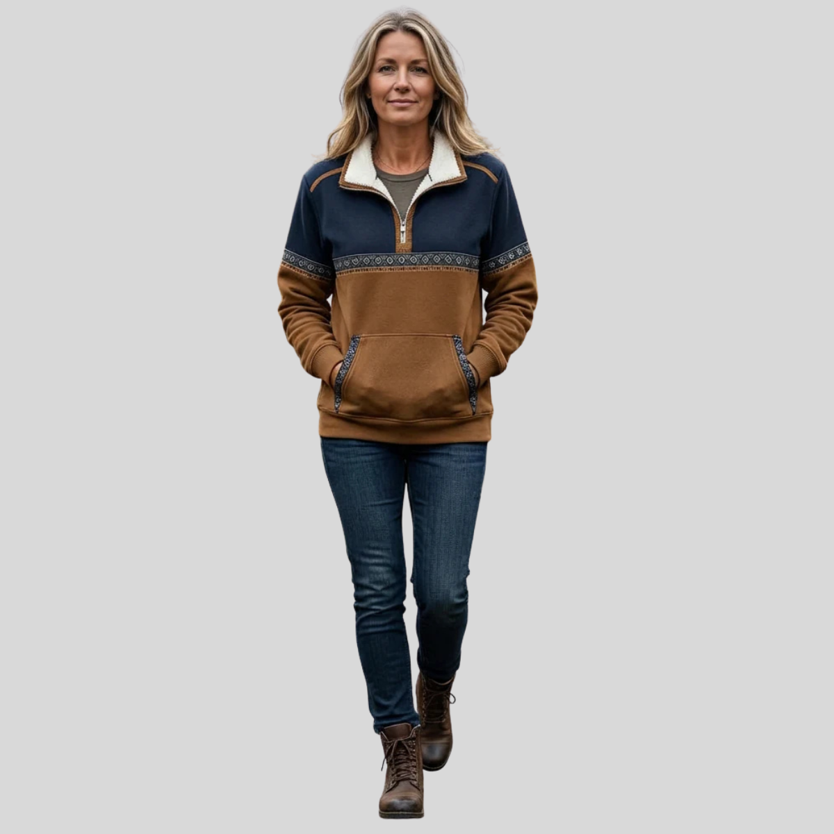 DELACROIX | Pull Demi-Zip Bicolore pour Femme Lucie
