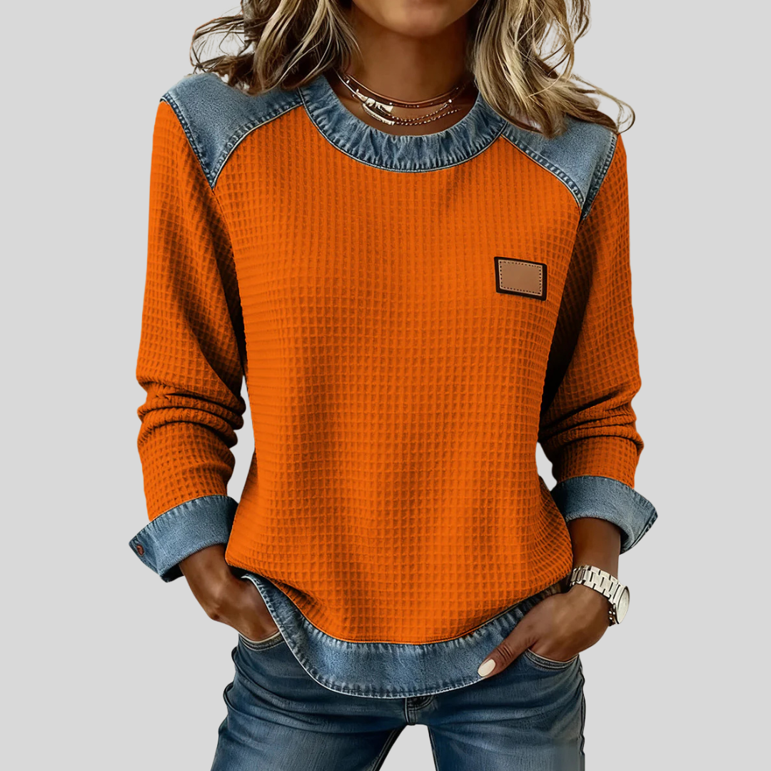 DELACROIX | Sweat Gaufré Effet Denim pour Femme Amélie