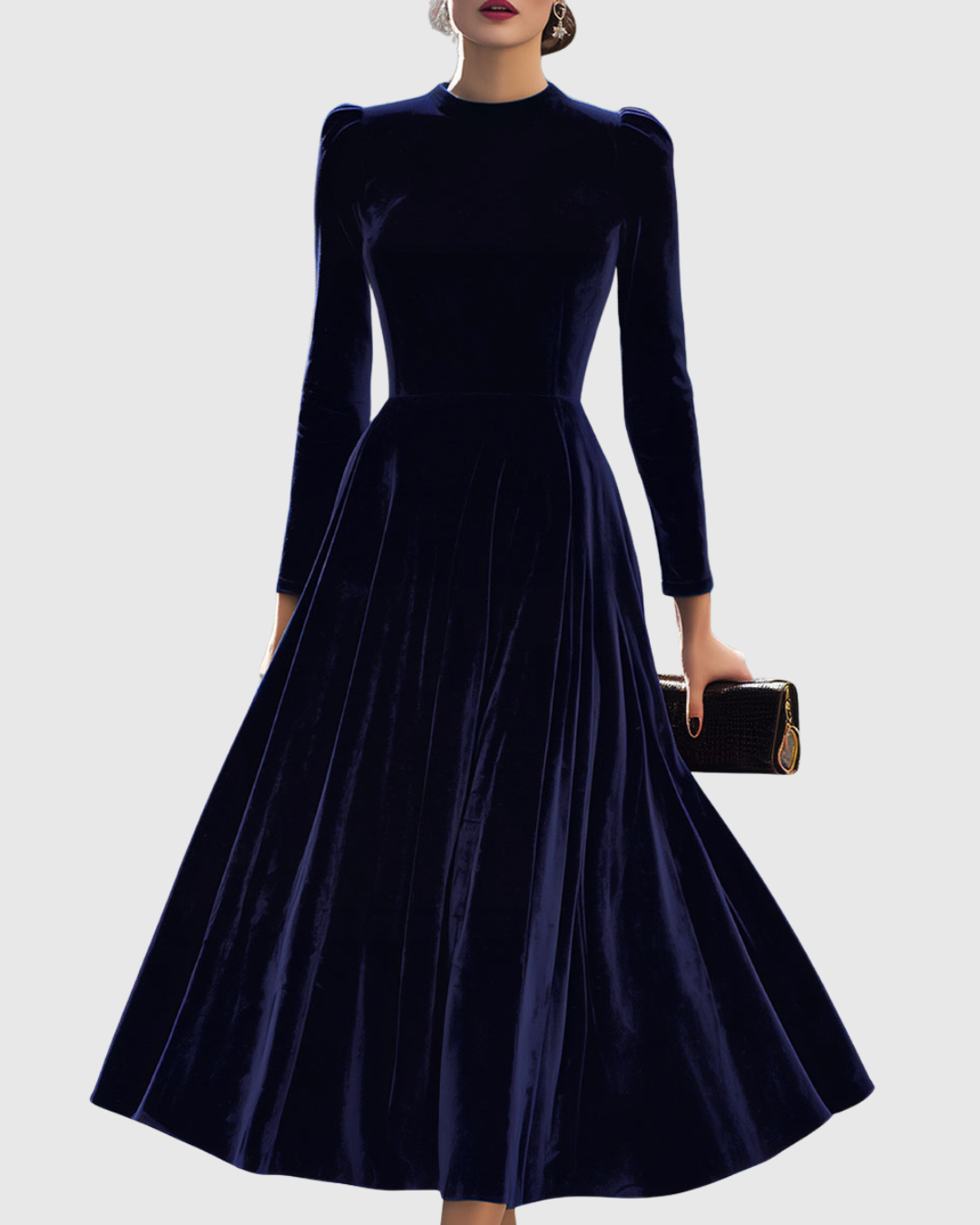 Sibella | Women's Navy Long-Sleeve Midi Dress