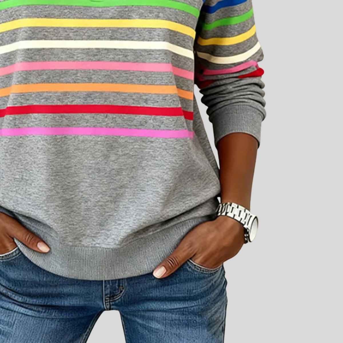 DELACROIX | Sweat Zippé Rayures Multicolores pour Femme Nathalie