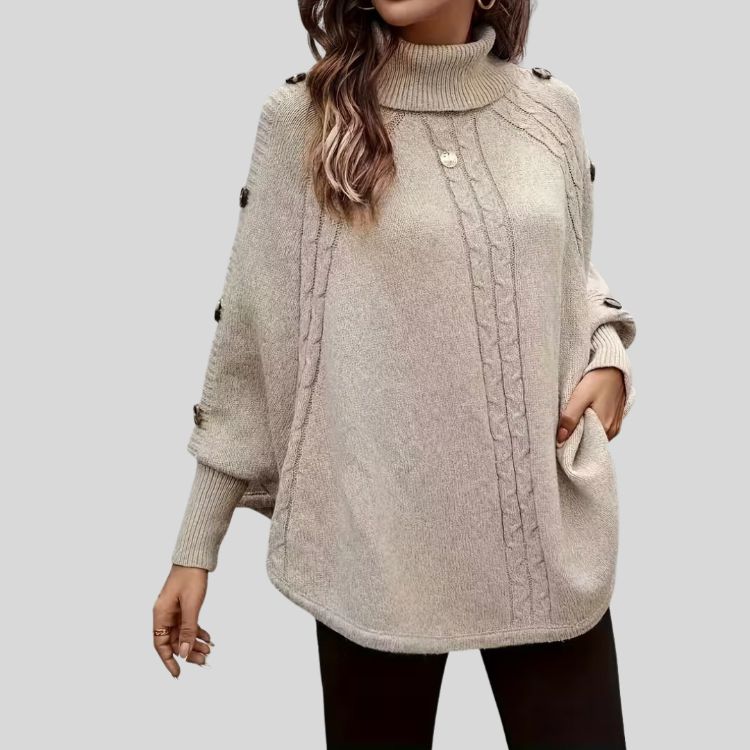 DELACROIX | Poncho Col Roulé Torsadé pour Femme Léa