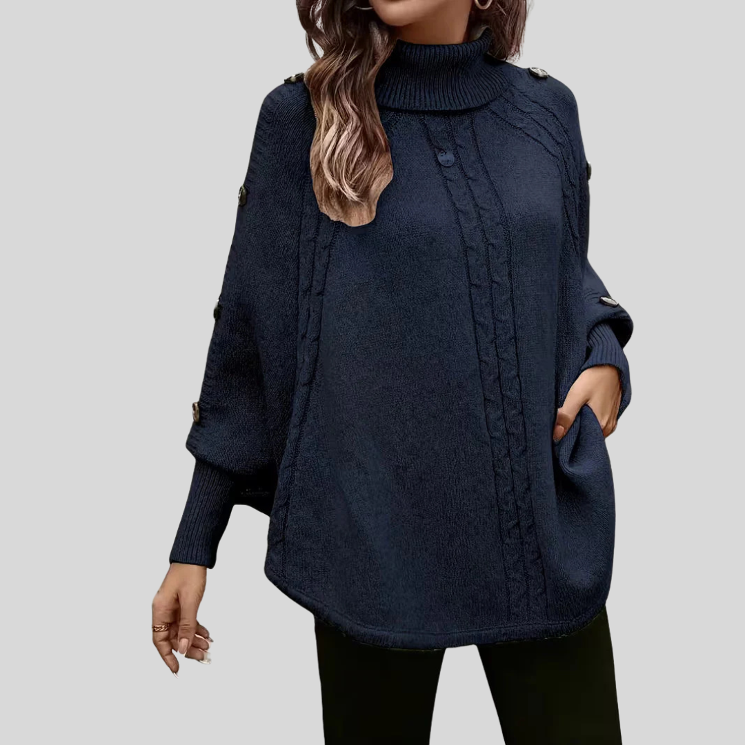 DELACROIX | Poncho Col Roulé Torsadé pour Femme Léa