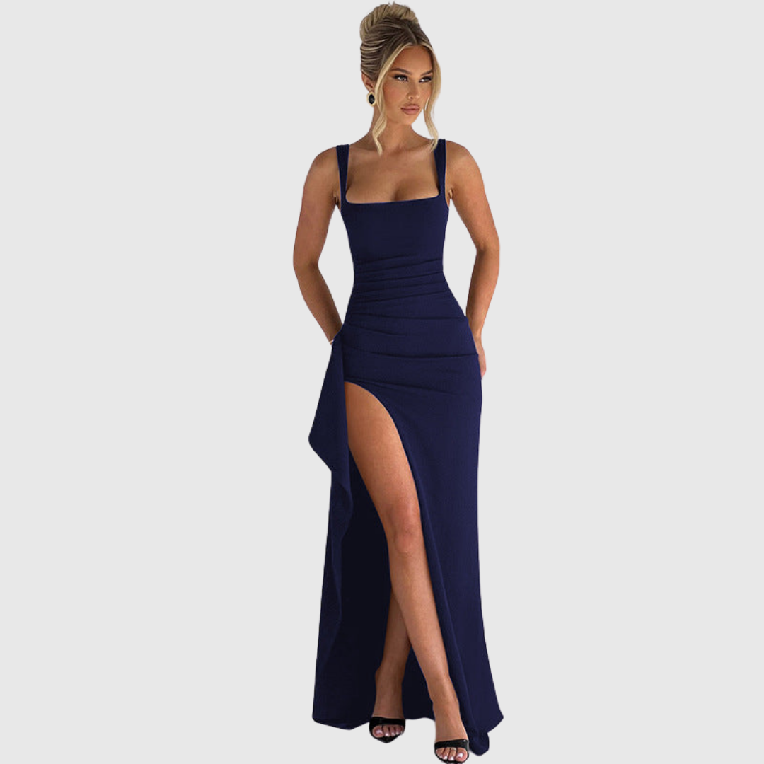 Cell | Women's Elegant Formal Slip Maxi Dress With Open Back