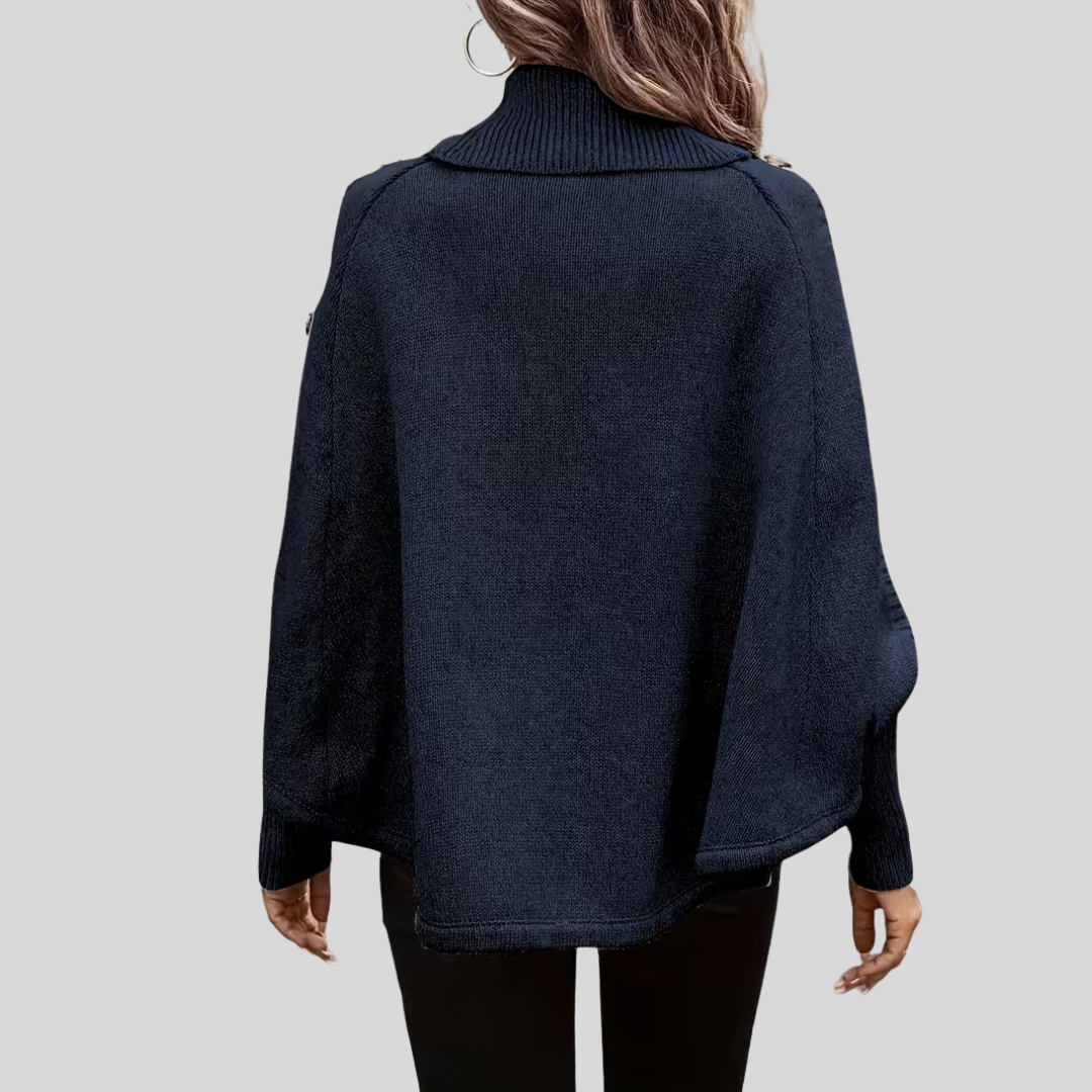 DELACROIX | Poncho Col Roulé Torsadé pour Femme Léa