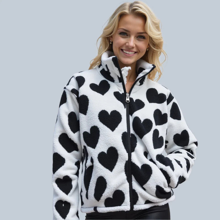 Katharina™ | Veste Réversible à Cœur – Élégance et Douceur Polyvalente