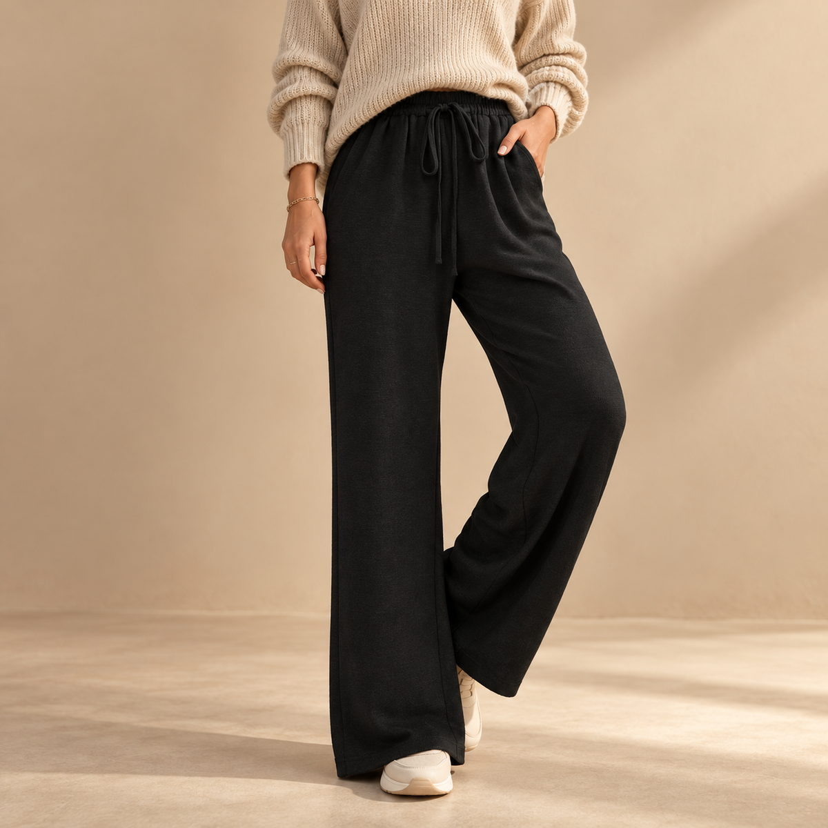 Maélorie | Pantalon Large Élégant à Taille Haute FISHA
