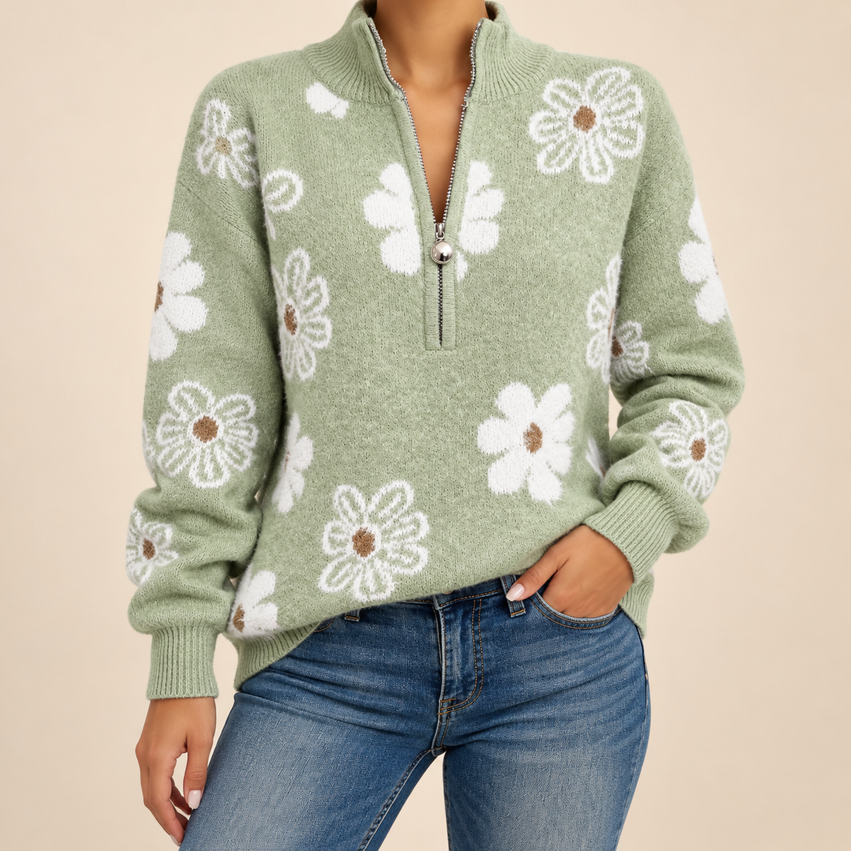 Monique™ – Cardigan fleuri doux intemporel élégant