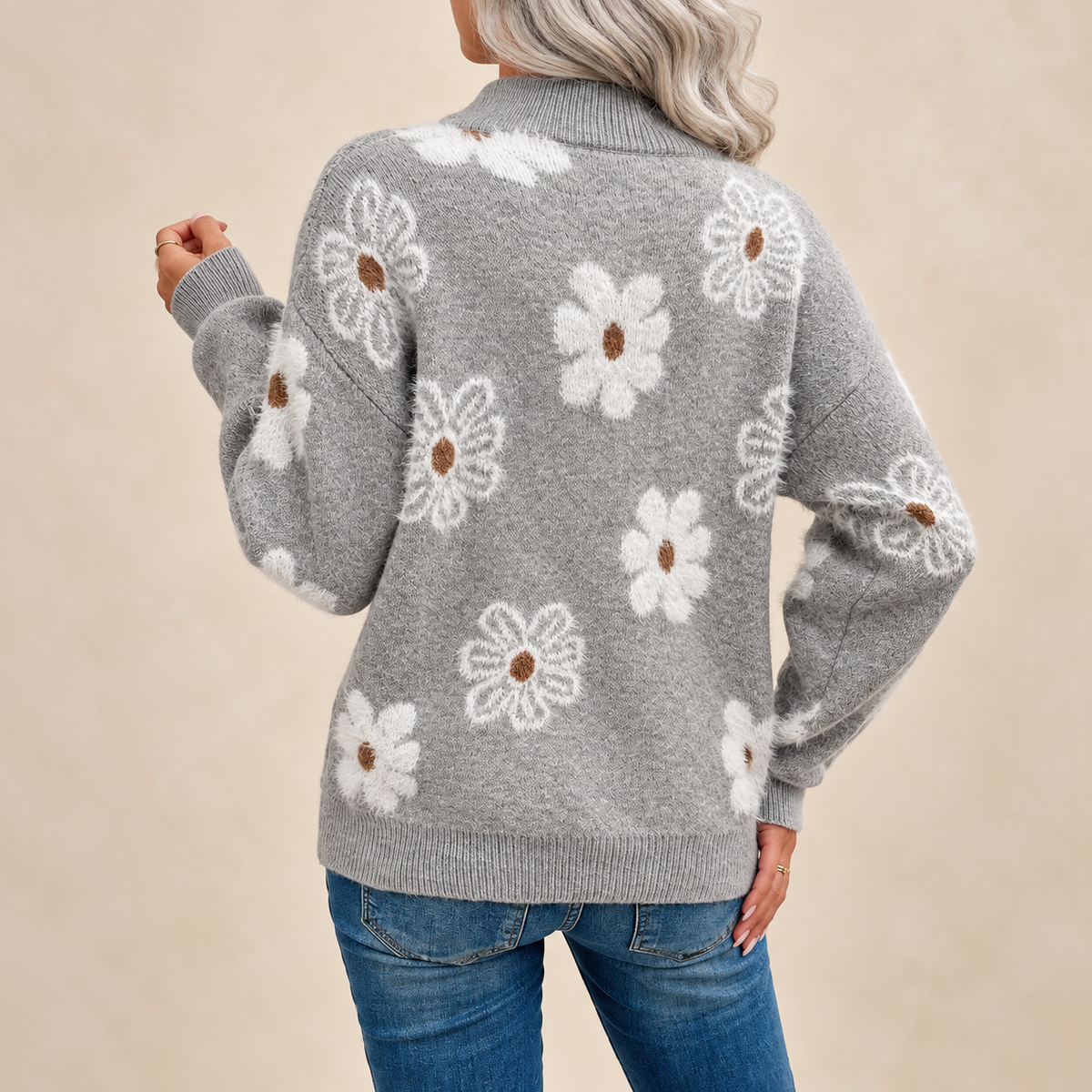 Monique™ – Cardigan fleuri doux intemporel élégant