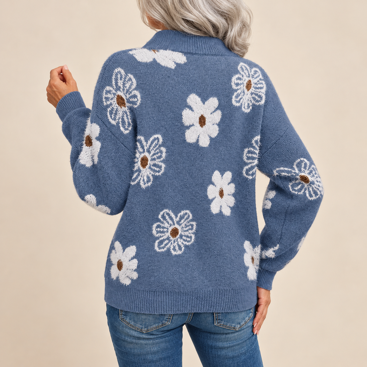 Monique™ – Cardigan fleuri doux intemporel élégant