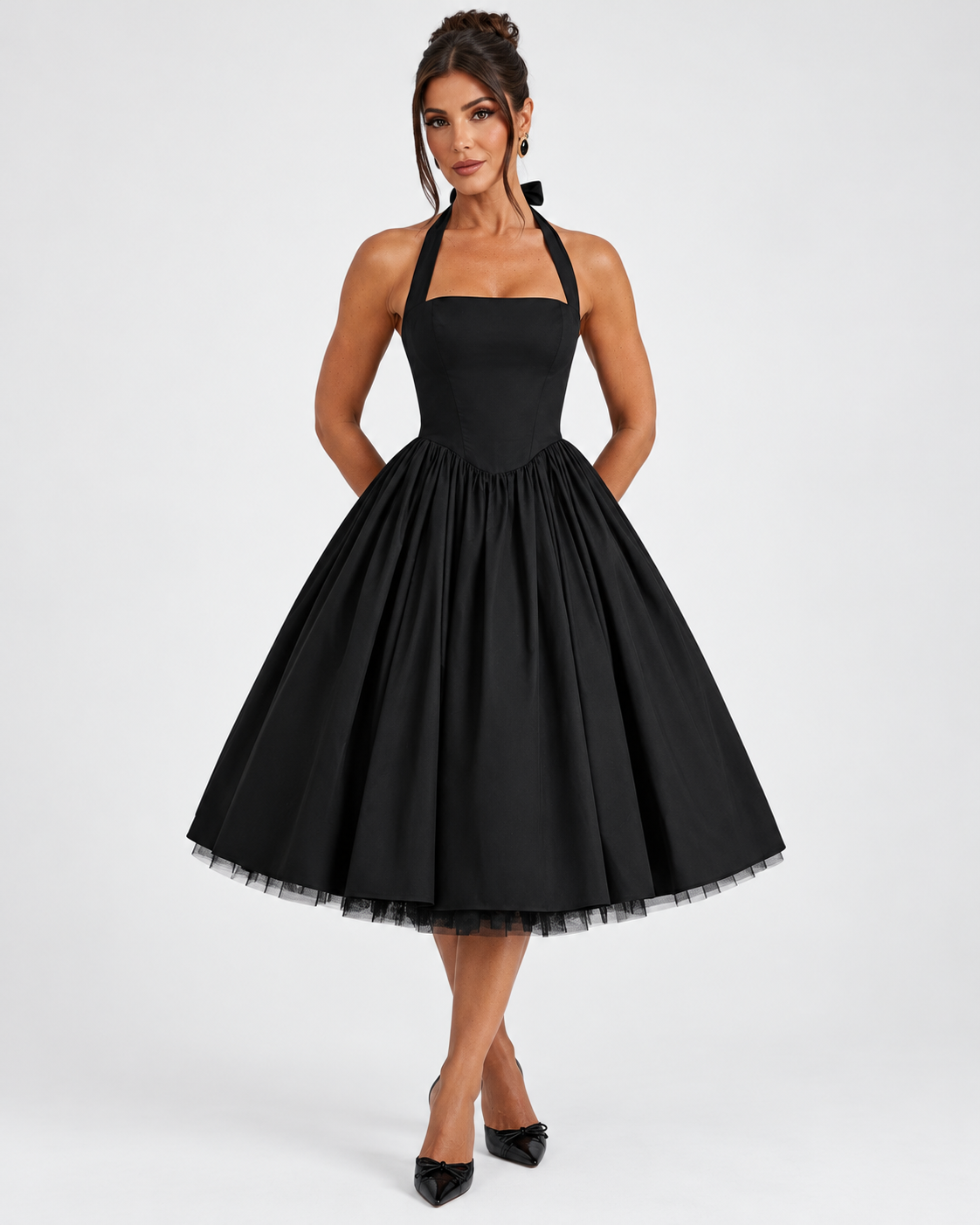 Danielle | Robe Midi Corset Col Licou
