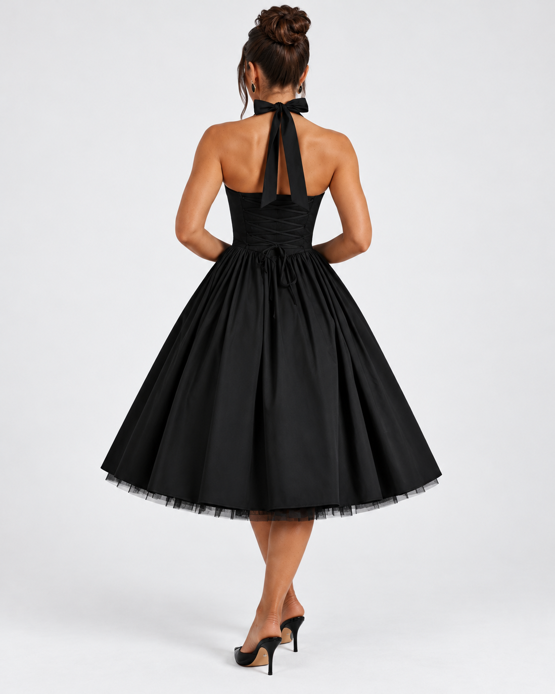 Danielle | Robe Midi Corset Col Licou