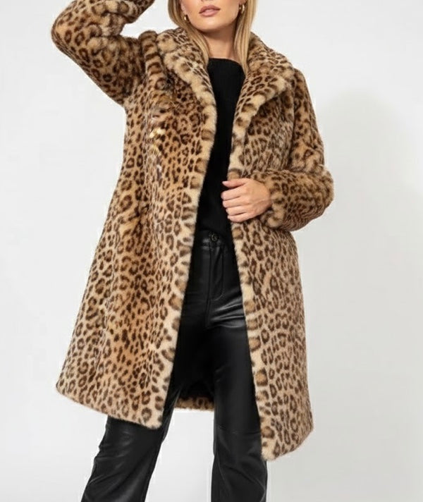 Séverine™ — Veste mi-longue léopard élégante
