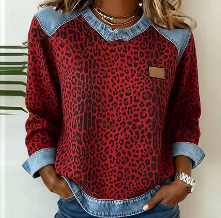 DELACROIX | Sweat Léopard Effet Denim pour Femme Marie