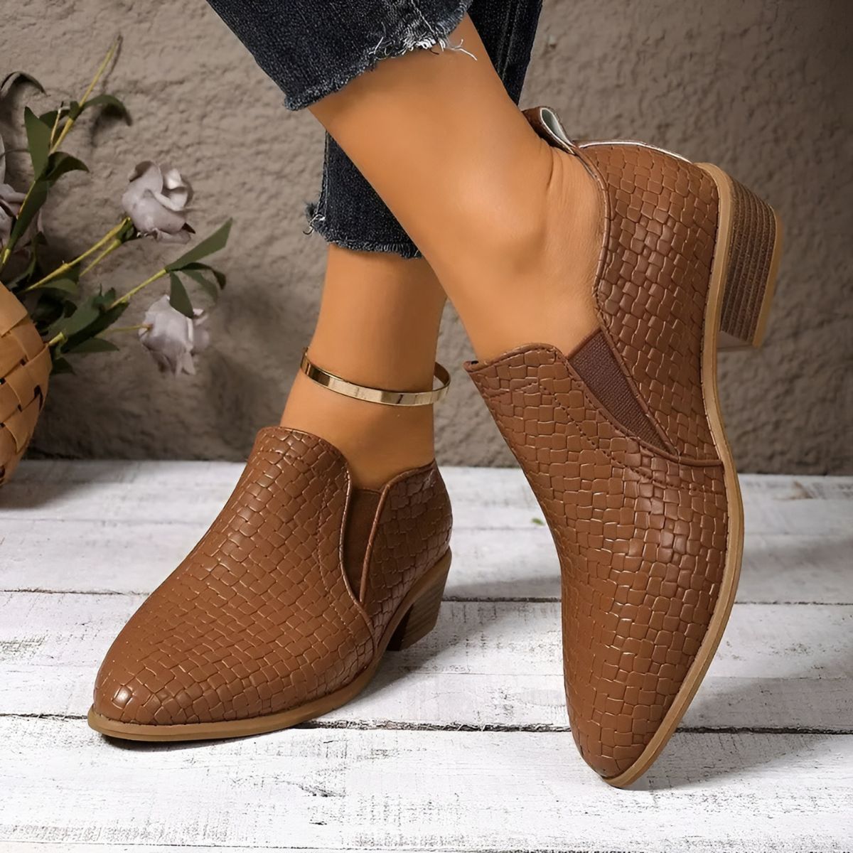 Élodie | Chaussures Oxford Élégantes en Cuir Tressé