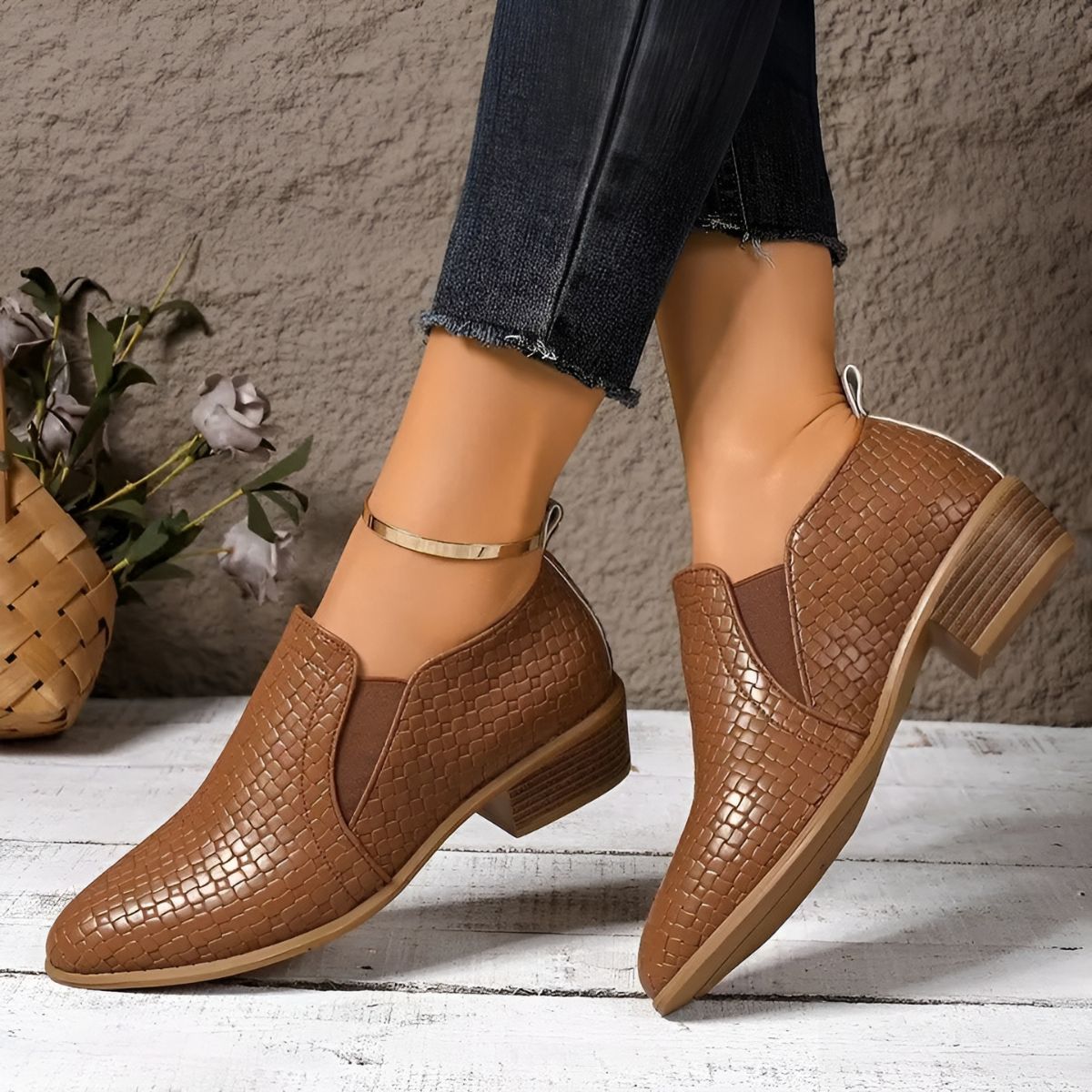 Élodie | Chaussures Oxford Élégantes en Cuir Tressé