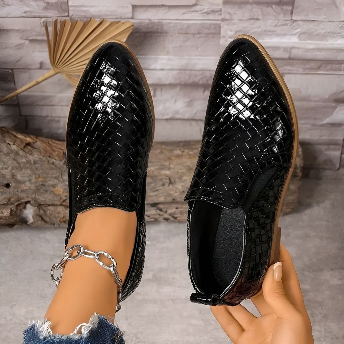 Élodie | Chaussures Oxford Élégantes en Cuir Tressé