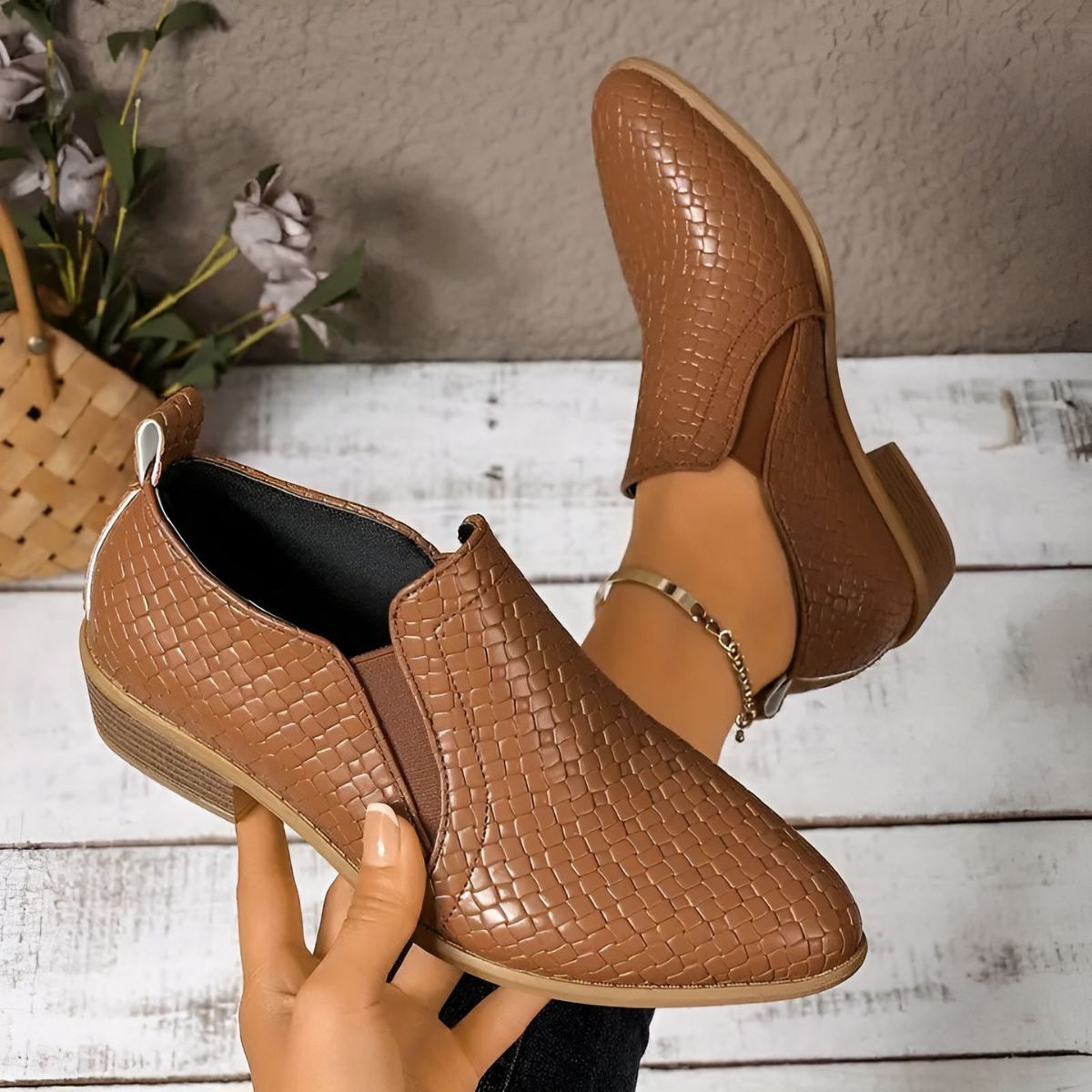 Élodie | Chaussures Oxford Élégantes en Cuir Tressé