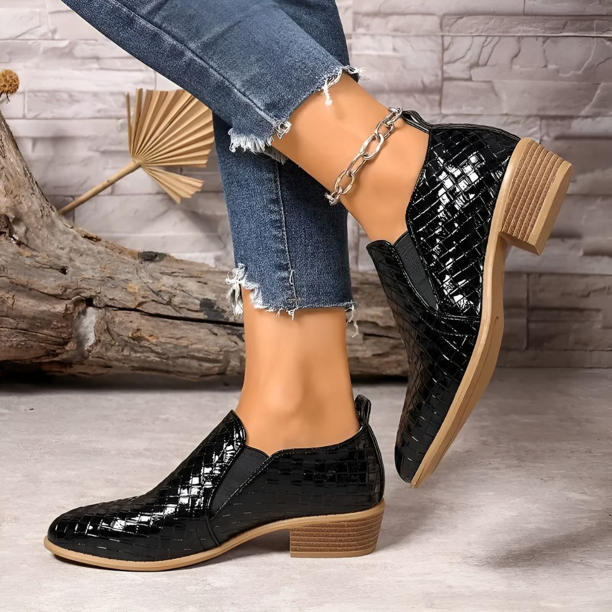 Élodie | Chaussures Oxford Élégantes en Cuir Tressé