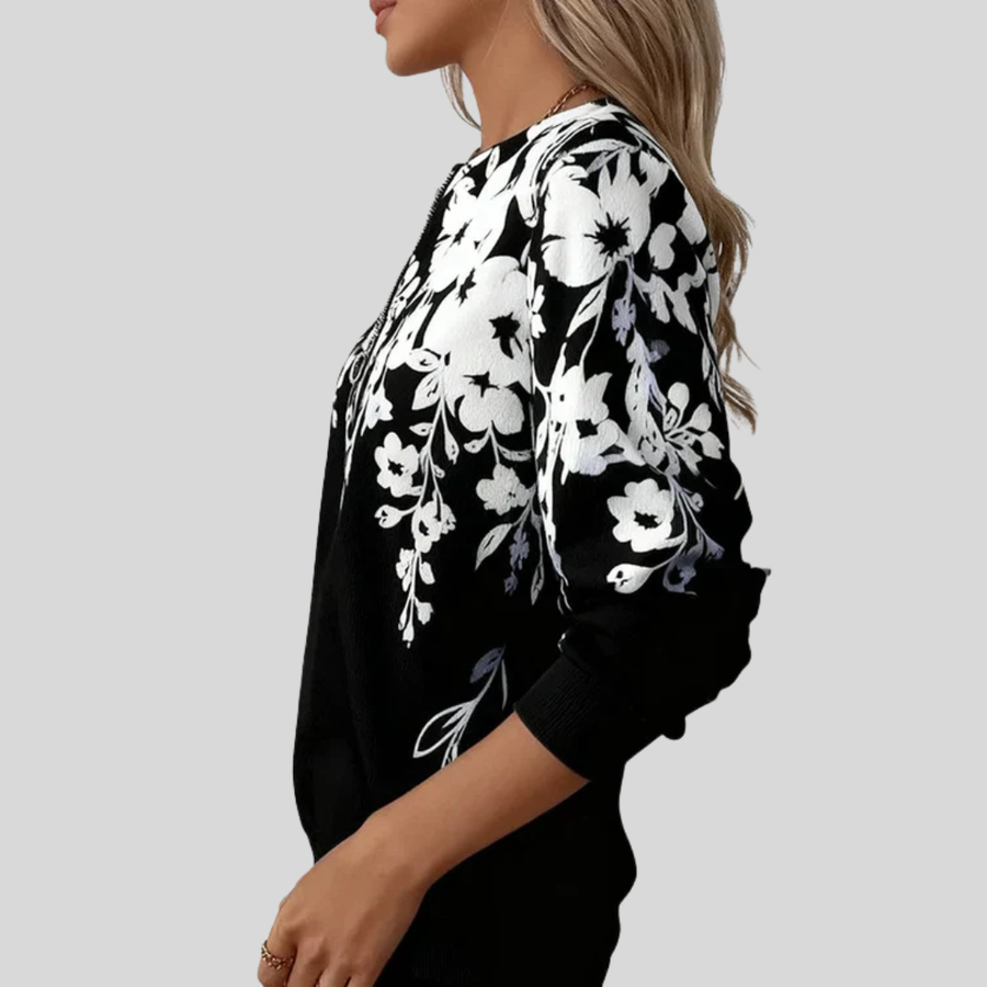 DELACROIX | Sweat Zippé Fleurs Graphiques pour Femme Aveline