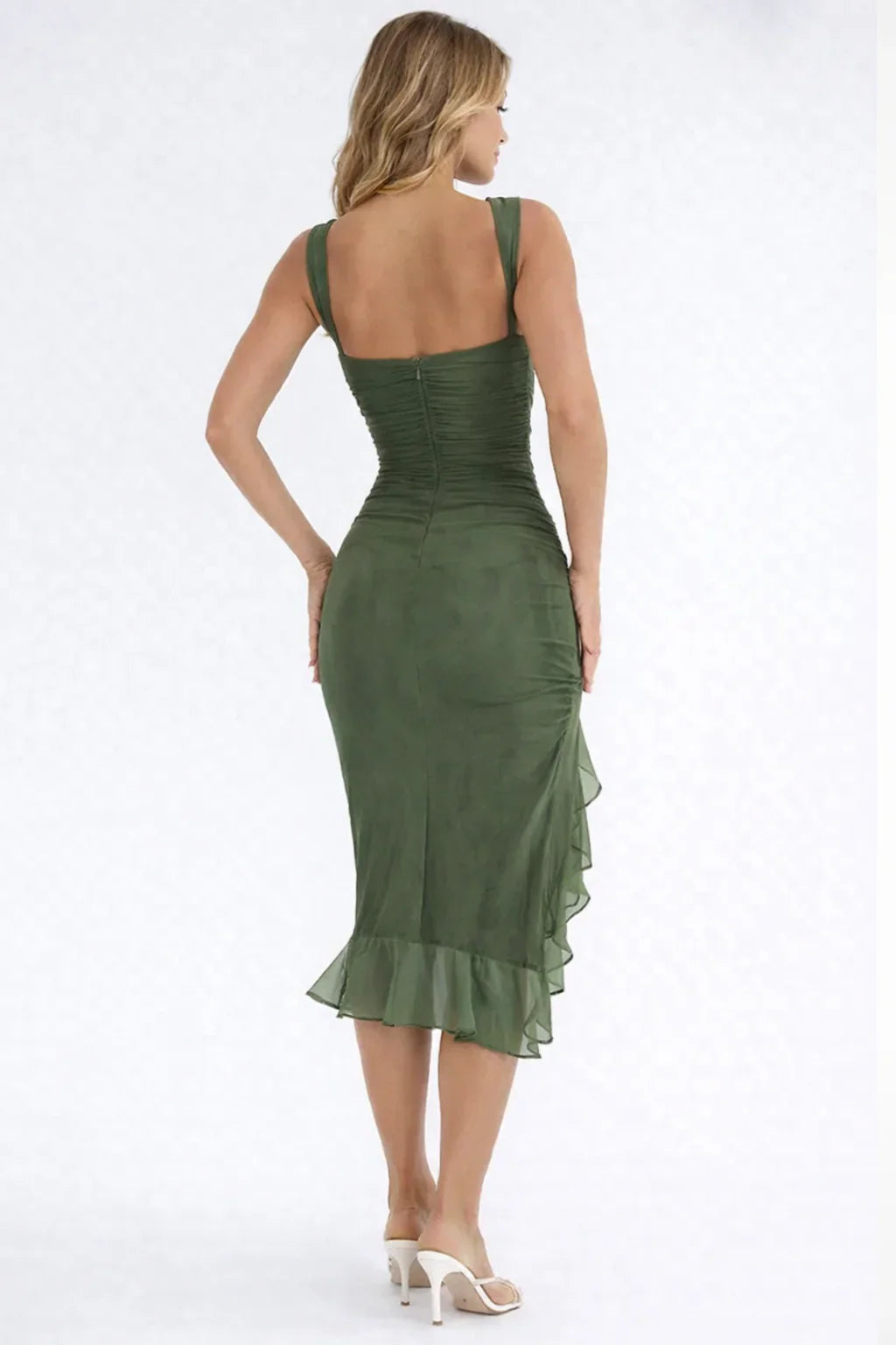 Arabella | Robe Midi Froncée Asymétrique