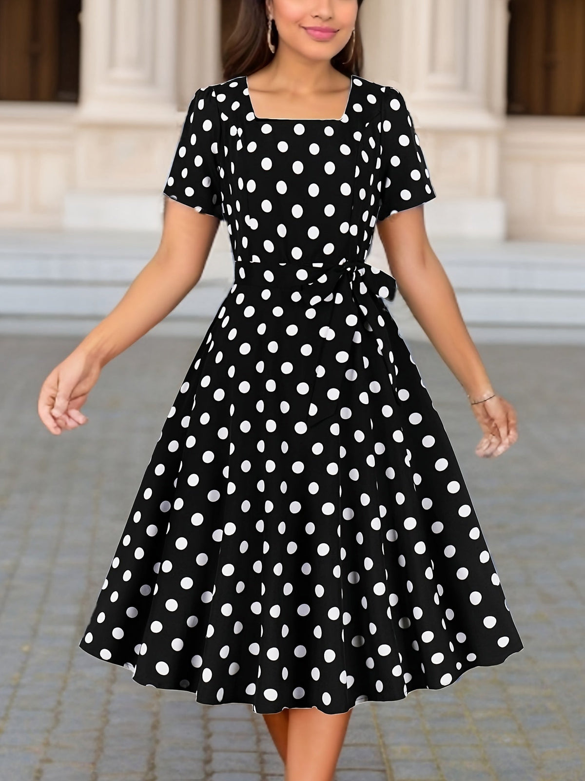Marguerite™ | Robe pois élégante confortable intemporelle