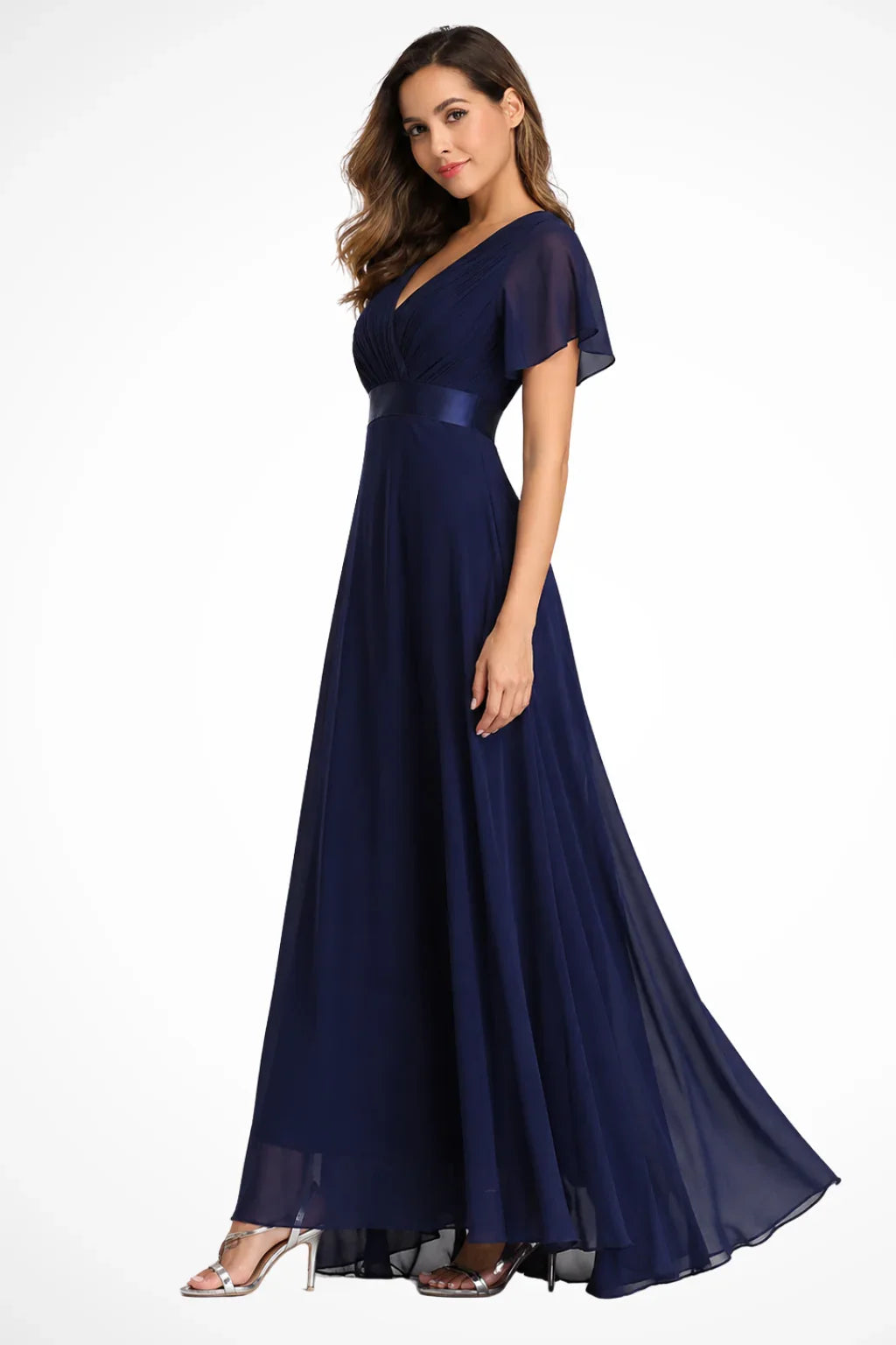 Felicity | Robe Longue Col V à Manches Volantées