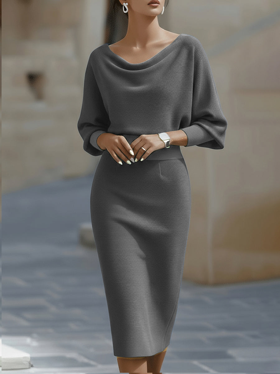 Clarisse™ — Robe midi drapée élégante intemporelle