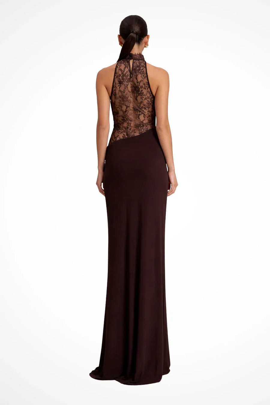 Niamh | Lace Halter Neck Wedding Guest Maxi Dress with High Collar